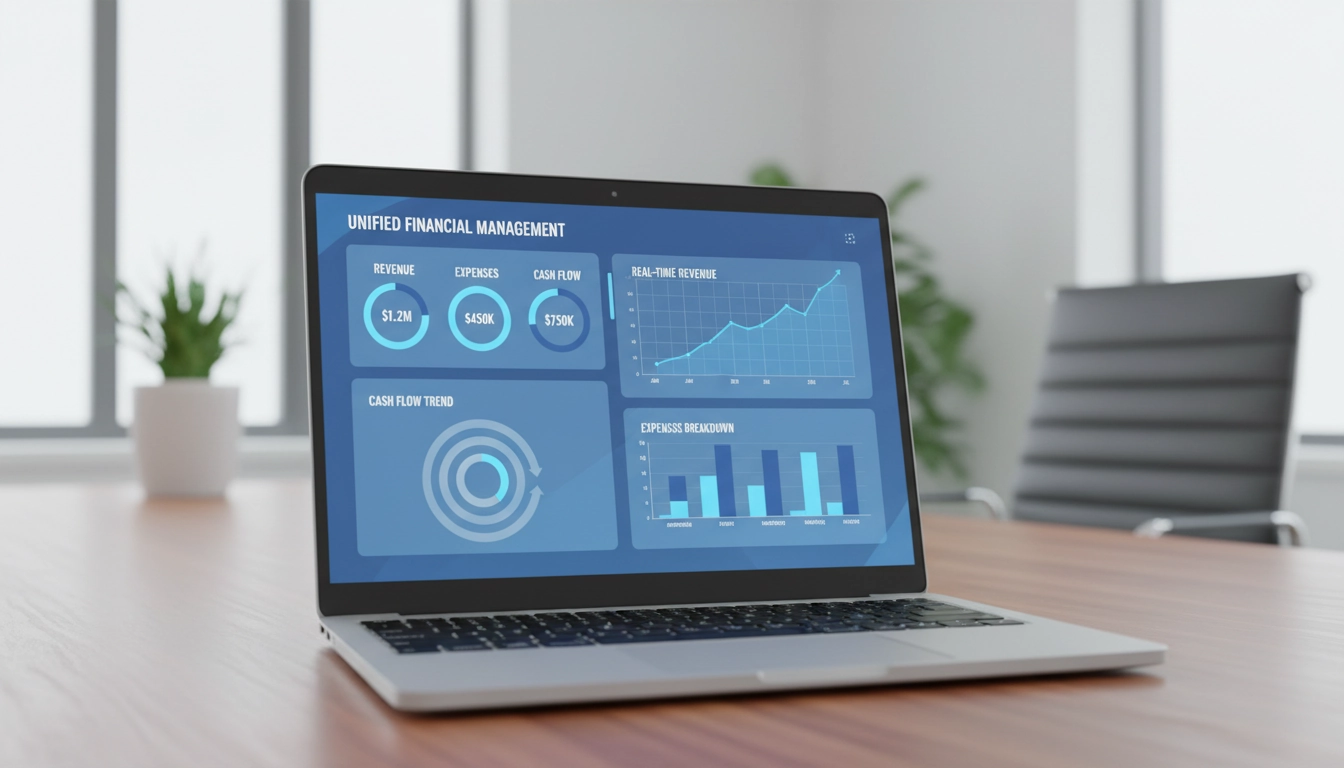 Tableau de bord unifié illustrant l'intégration Odoo comptabilité en temps réel