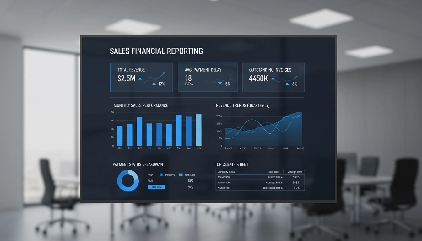 Reporting financier dynamique des ventes construit avec Odoo comptabilité et ses indicateurs clés de performance