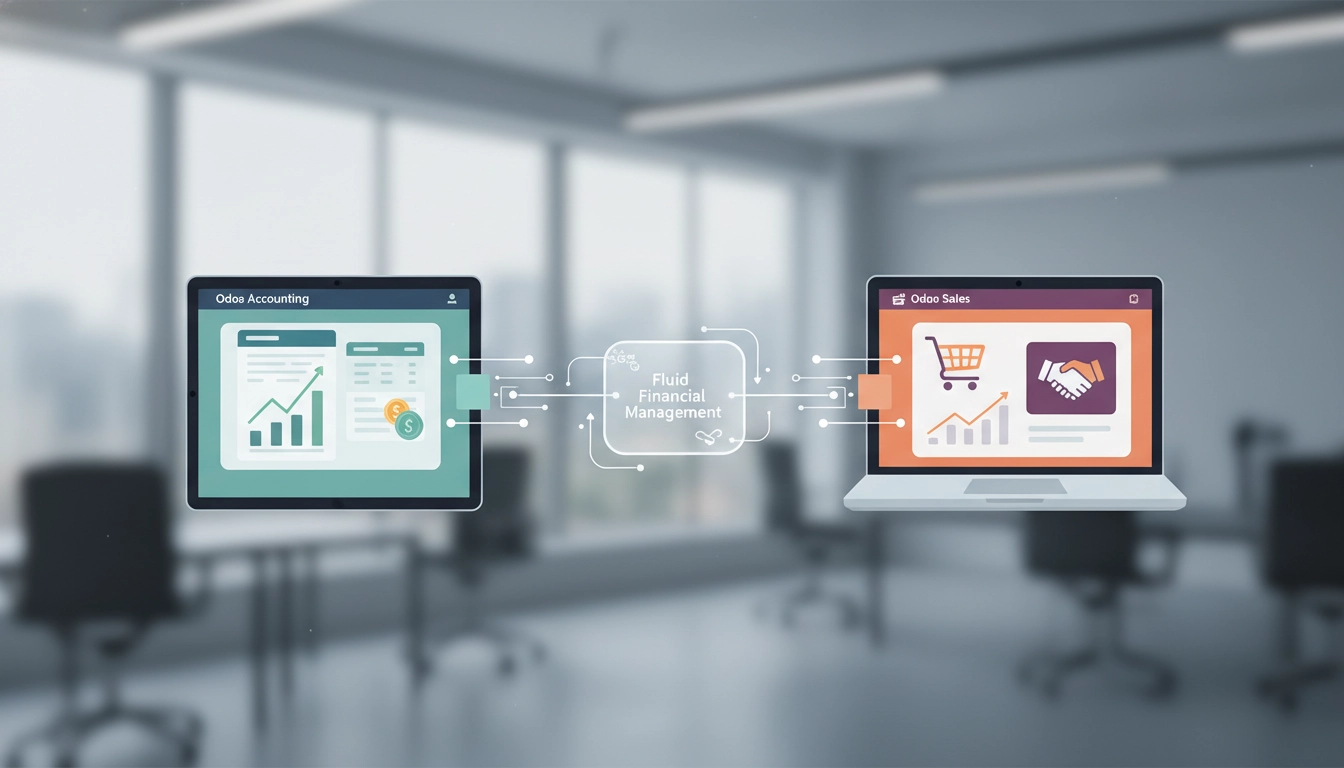 Interface Odoo comptabilité ventes montrant le flux intégré entre bons de commande et écritures comptables