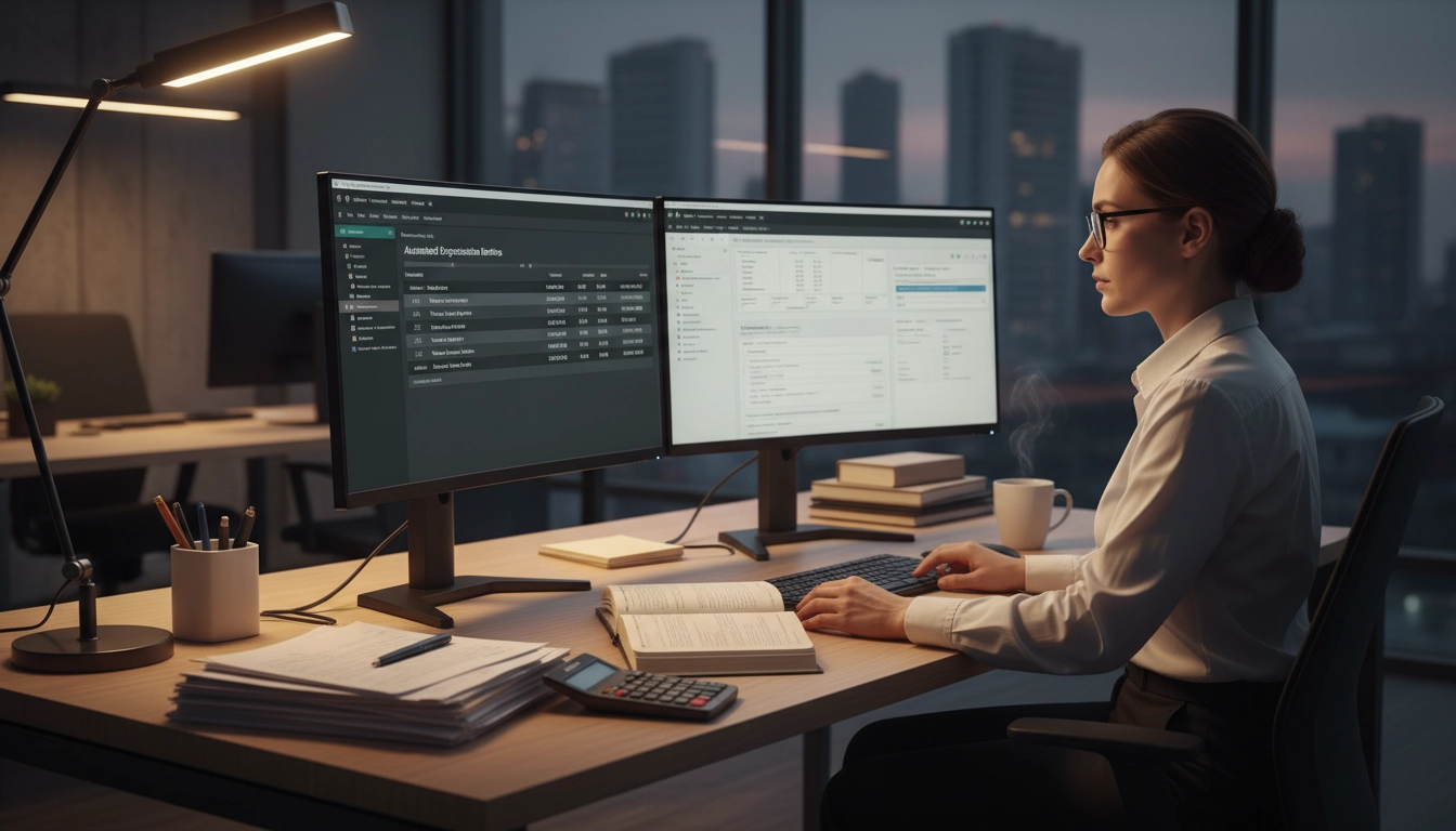 Comptable gérant l'automatisation des amortissements dans un logiciel ERP