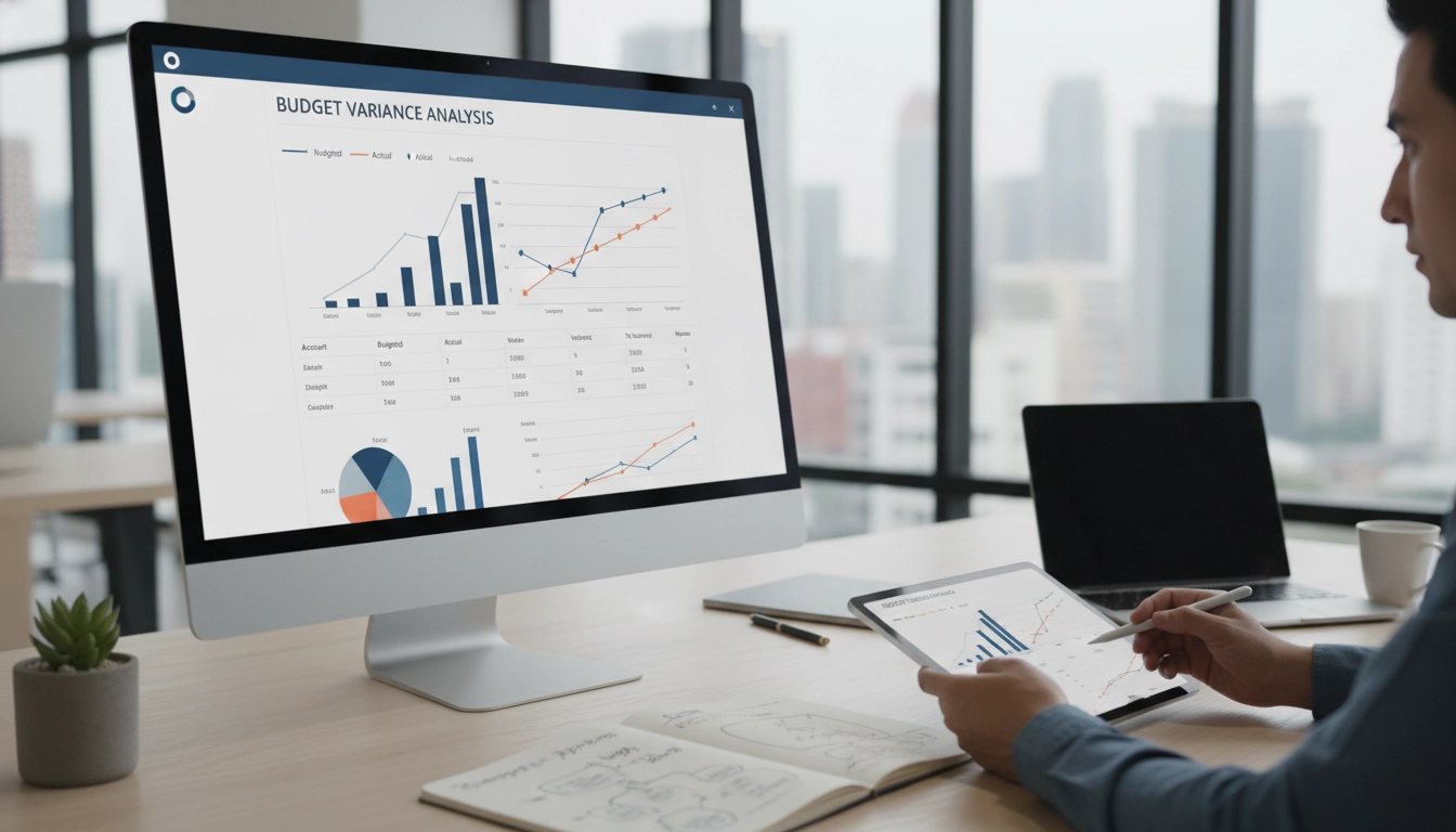 Tableau de bord financier montrant une analyse écarts budgétaires Odoo précise