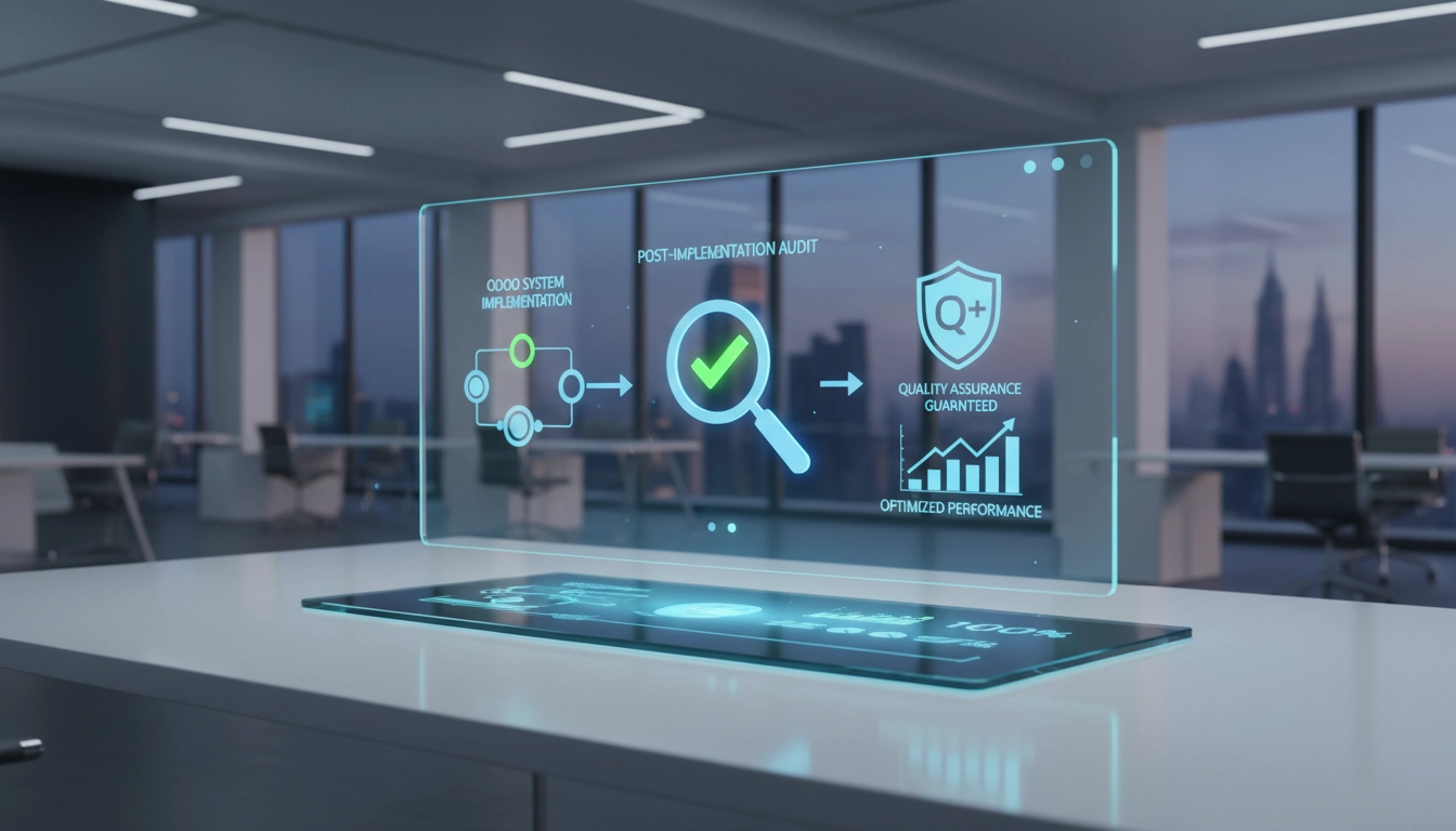 Consultant réalisant un audit post-implémentation Odoo sur un tableau de bord comptable