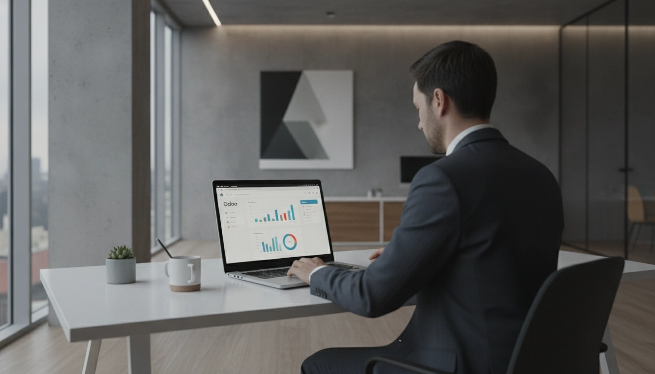 Expert comptable utilisant l'automatisation saisie comptabilité analytique Odoo pour optimiser son flux de travail