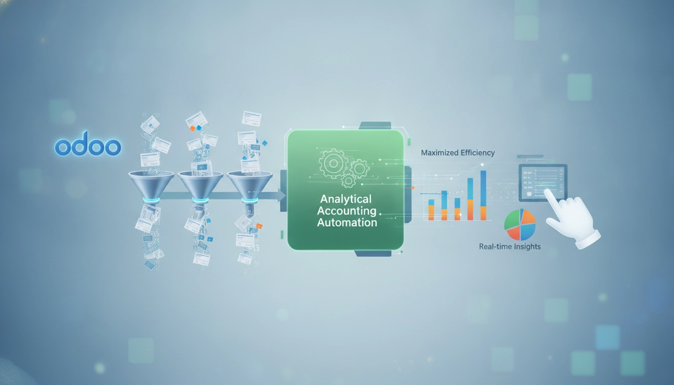 Dashboard Odoo montrant l'automatisation saisie comptabilité analytique Odoo en action