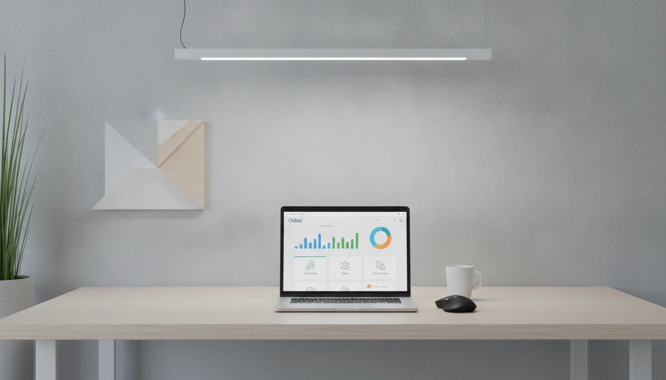 Interface de travail sur ordinateur pour automatiser facturation client odoo comptabilité efficacement.
