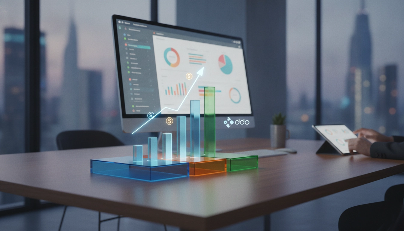 Tableau de bord sur écran montrant la budgétisation projets Odoo gestion financière