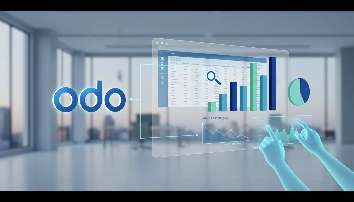 Interface des budgets analytiques Odoo affichant le tableau de bord du contrôle des coûts par département