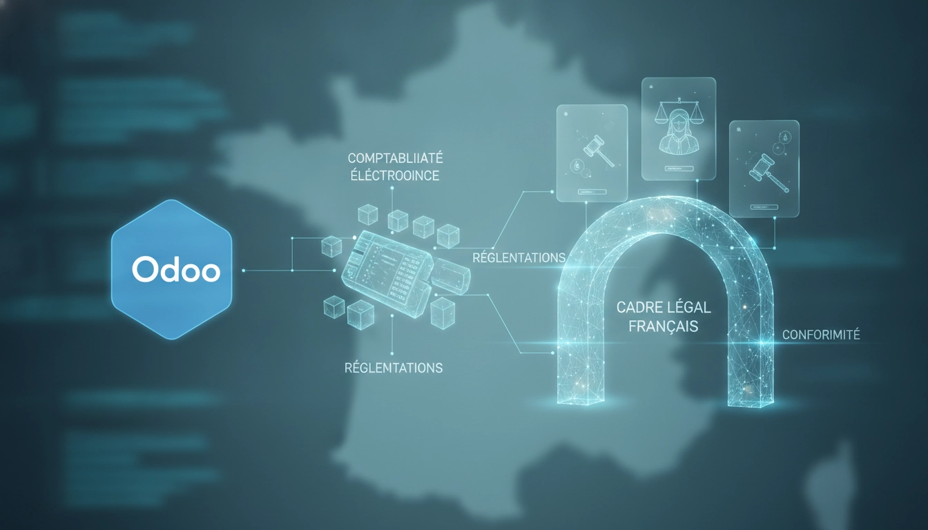 Interface de l'ERP Odoo illustrant le cadre légal de l'archivage électronique en France