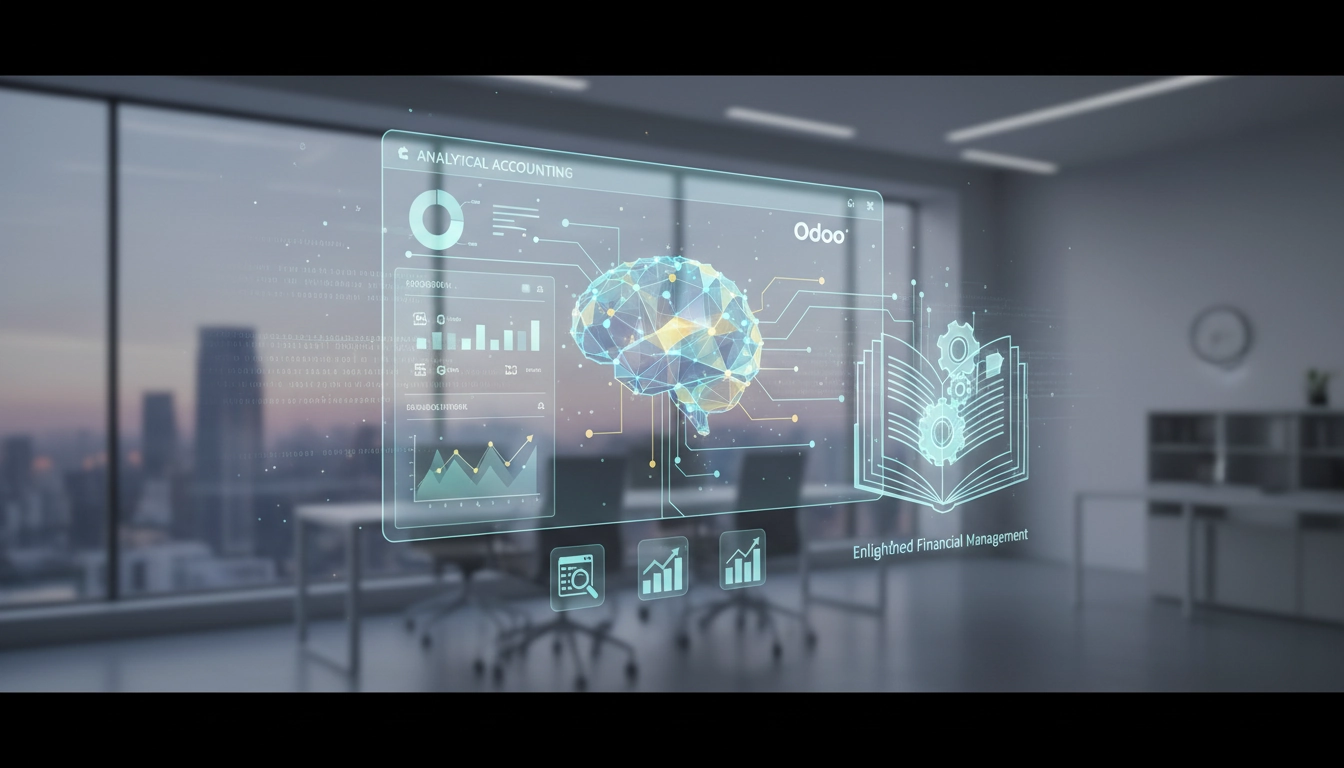 Interface de la comptabilité analytique Odoo affichant des graphiques de répartition des coûts par axe analytique