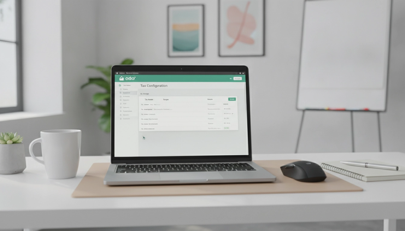 Écran affichant une configuration TVA Odoo déclarations fiscales professionnelle