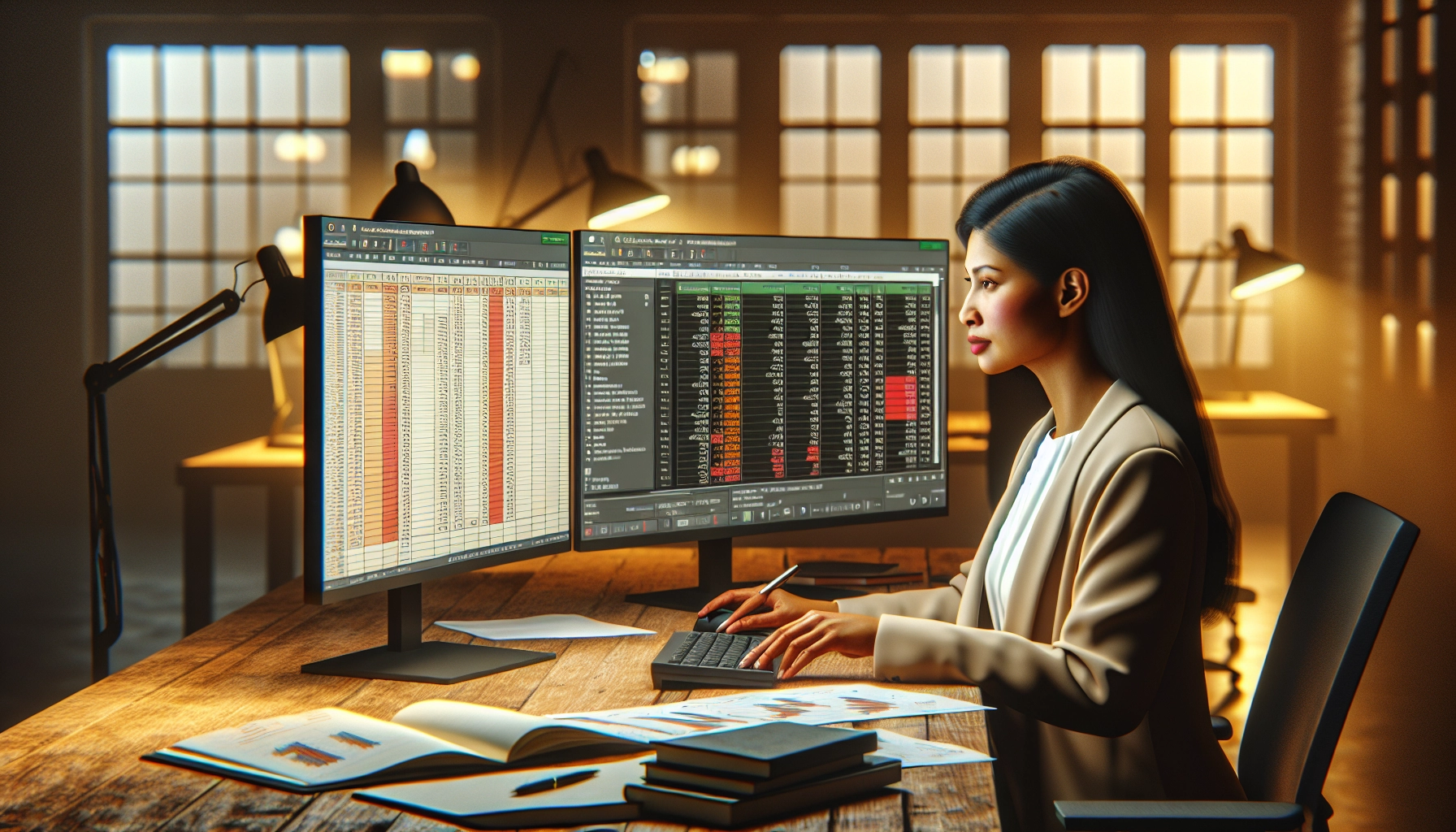 Contrôleur de gestion analysant un tableau de bord financier personnalisé Odoo Spreadsheet avec mise en forme conditionnelle par couleur