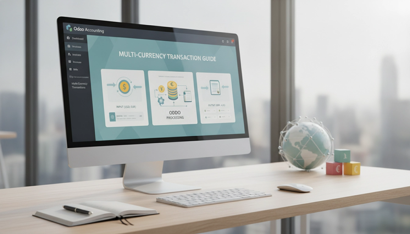 Interface utilisateur montrant comment enregistrer transactions multi-devises Odoo comptabilité