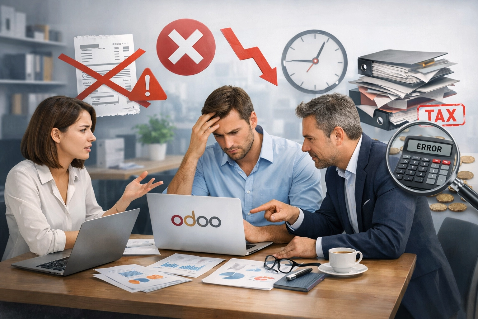 Illustration des erreurs fréquentes implémentation Odoo comptabilité et leur impact sur le projet