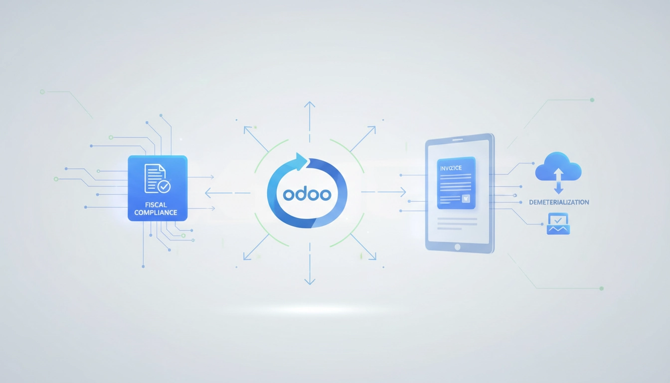 Interface de facturation électronique Odoo avec tableau de bord comptable et conformité fiscale