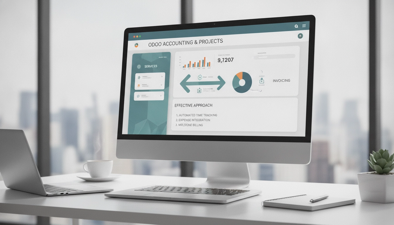 Interface de facturation services odoo comptabilité projets affichant les lignes de services.