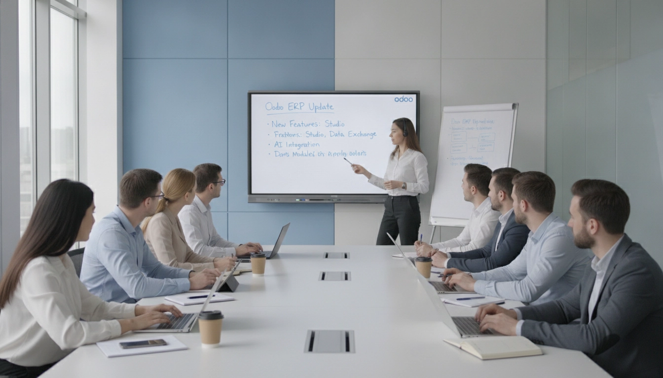 Équipe en formation continue Odoo mises à jour pour maîtriser les nouvelles fonctionnalités