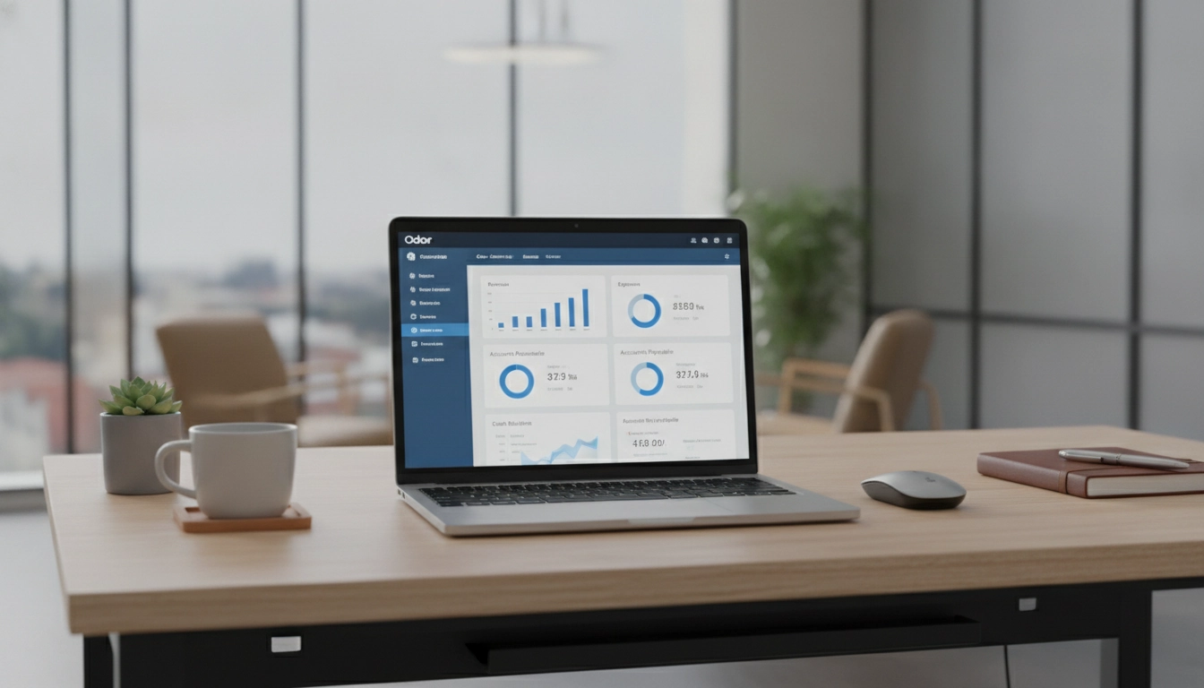 Expert utilisant les outils pour gérer clôture comptable multi-devises Odoo sur un ordinateur