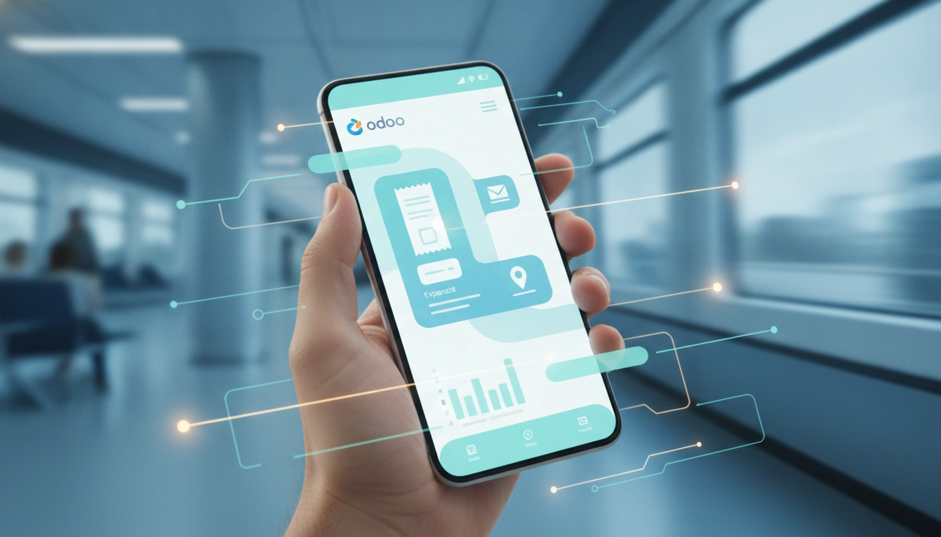 Utilisation intuitive de la gestion notes frais mobile Odoo sur un smartphone