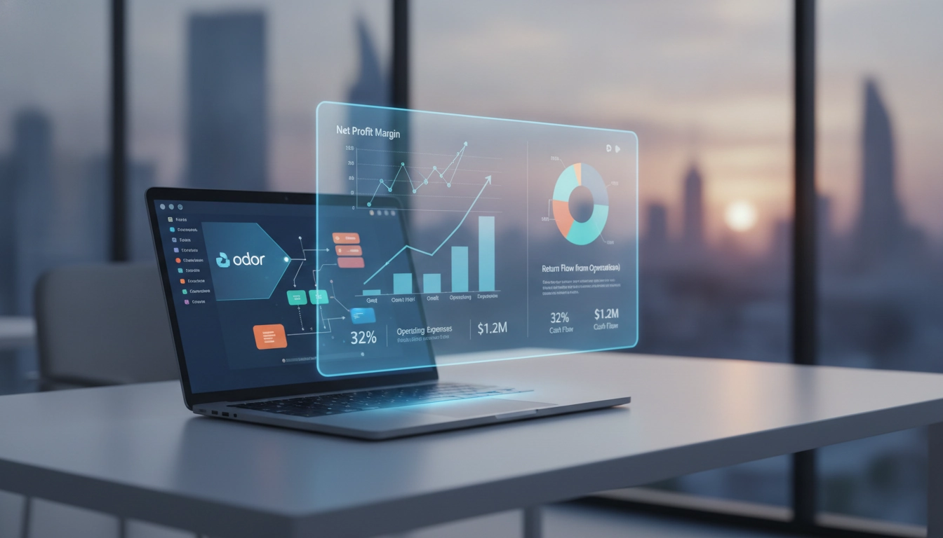 Tableau de bord Odoo affichant les indicateurs clés rentabilité Odoo