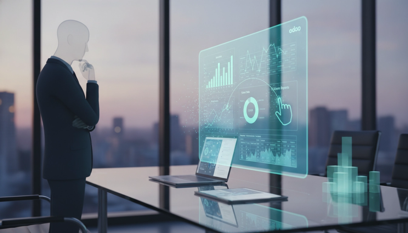 Graphique montrant l'interface pour intégrer données ventes rapports personnalisés Odoo