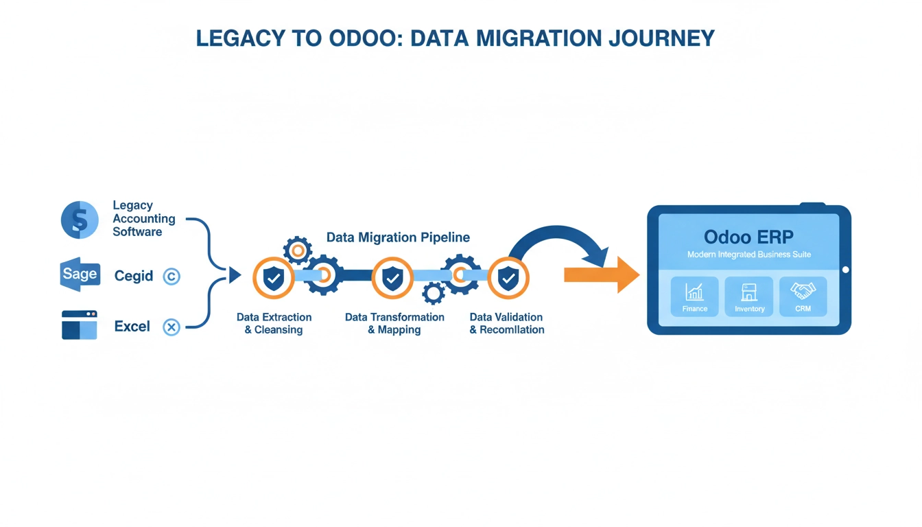 Processus de migration vers les normes comptables Odoo depuis les anciens systèmes ERP et logiciels comptables