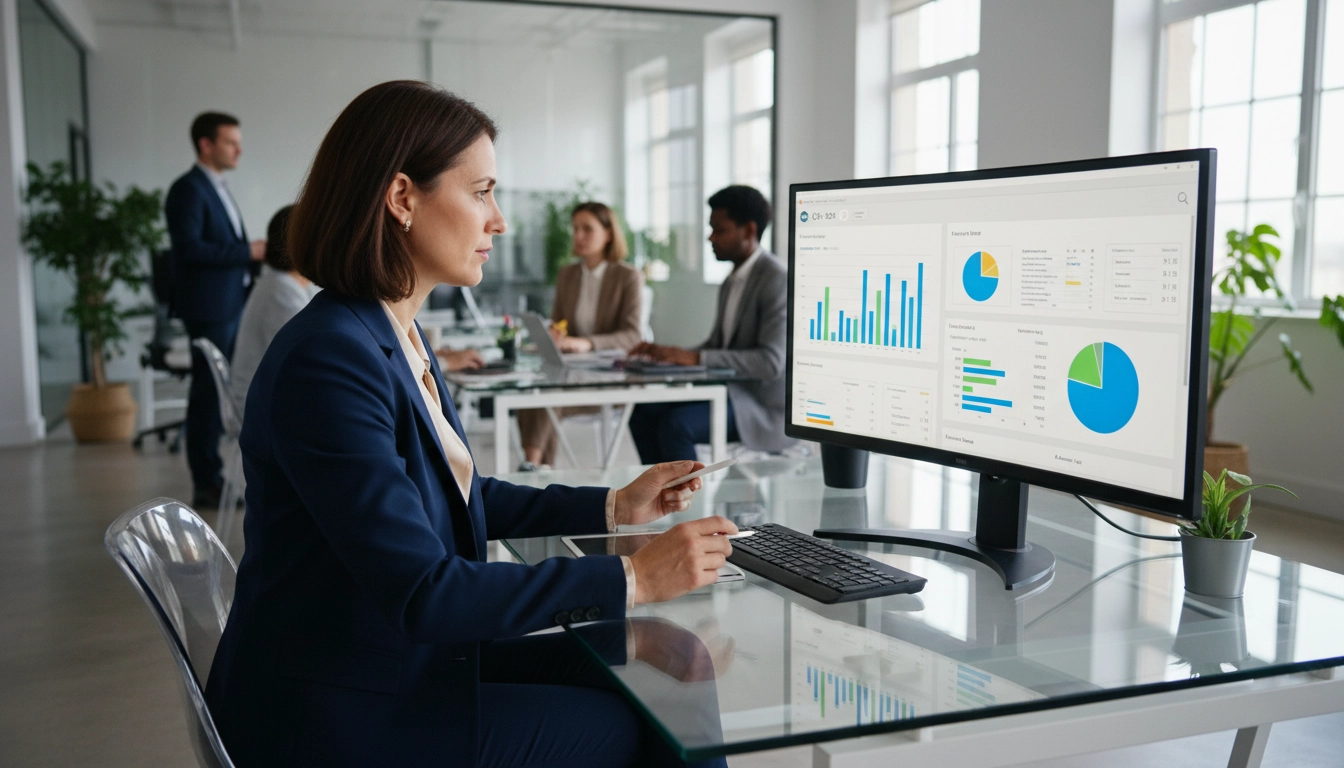 Directeur financier consultant le tableau de bord des notes de frais Odoo pour optimiser la gestion des dépenses de son entreprise