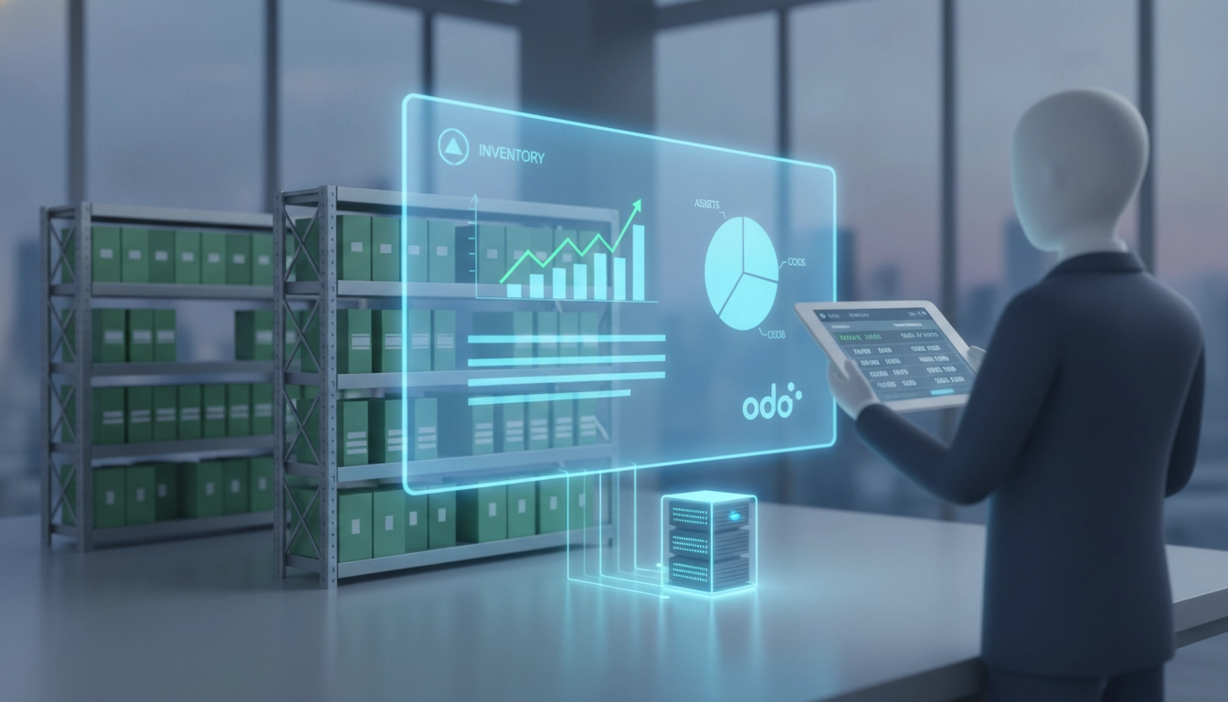 Tableau de bord financier montrant l'Odoo inventaire permanent impact comptable