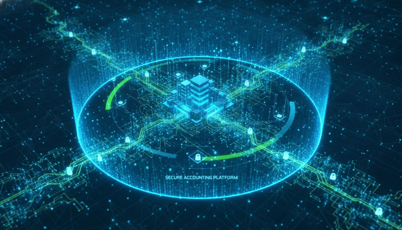 Représentation visuelle des flux de données sécurisés dans un système comptable moderne.