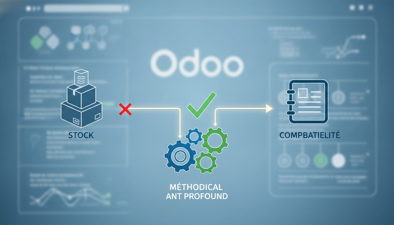 Gestionnaire utilisant Odoo pour résoudre les écarts entre stocks et comptabilité dans un entrepôt moderne.