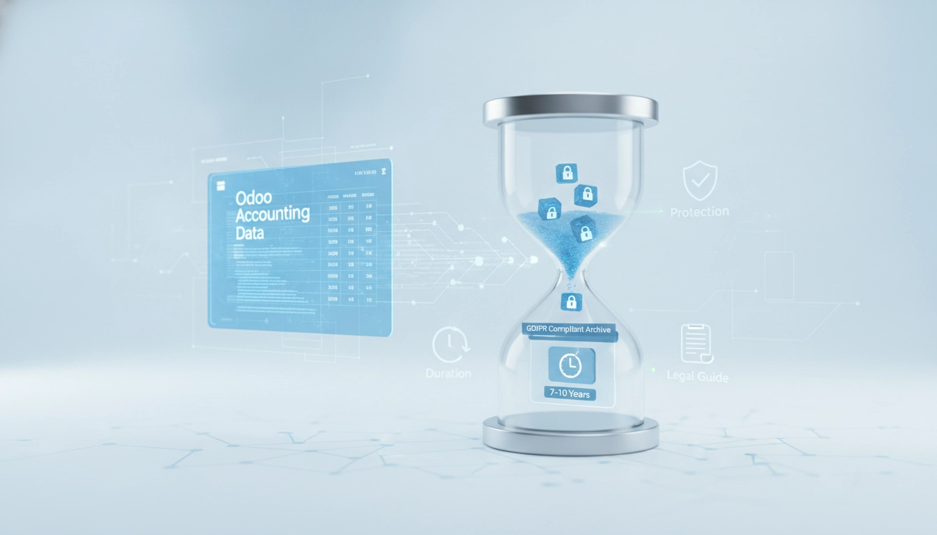 Interface de paramétrage odoo rgpd durée conservation données comptables pour la conformité