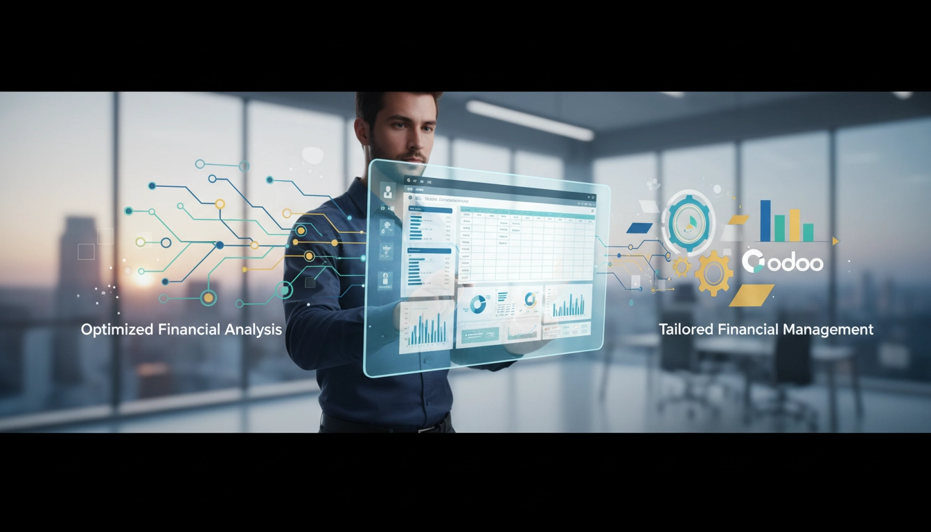 Interface d'Odoo Spreadsheet affichant un tableau de bord financier avec graphiques et KPI en temps réel