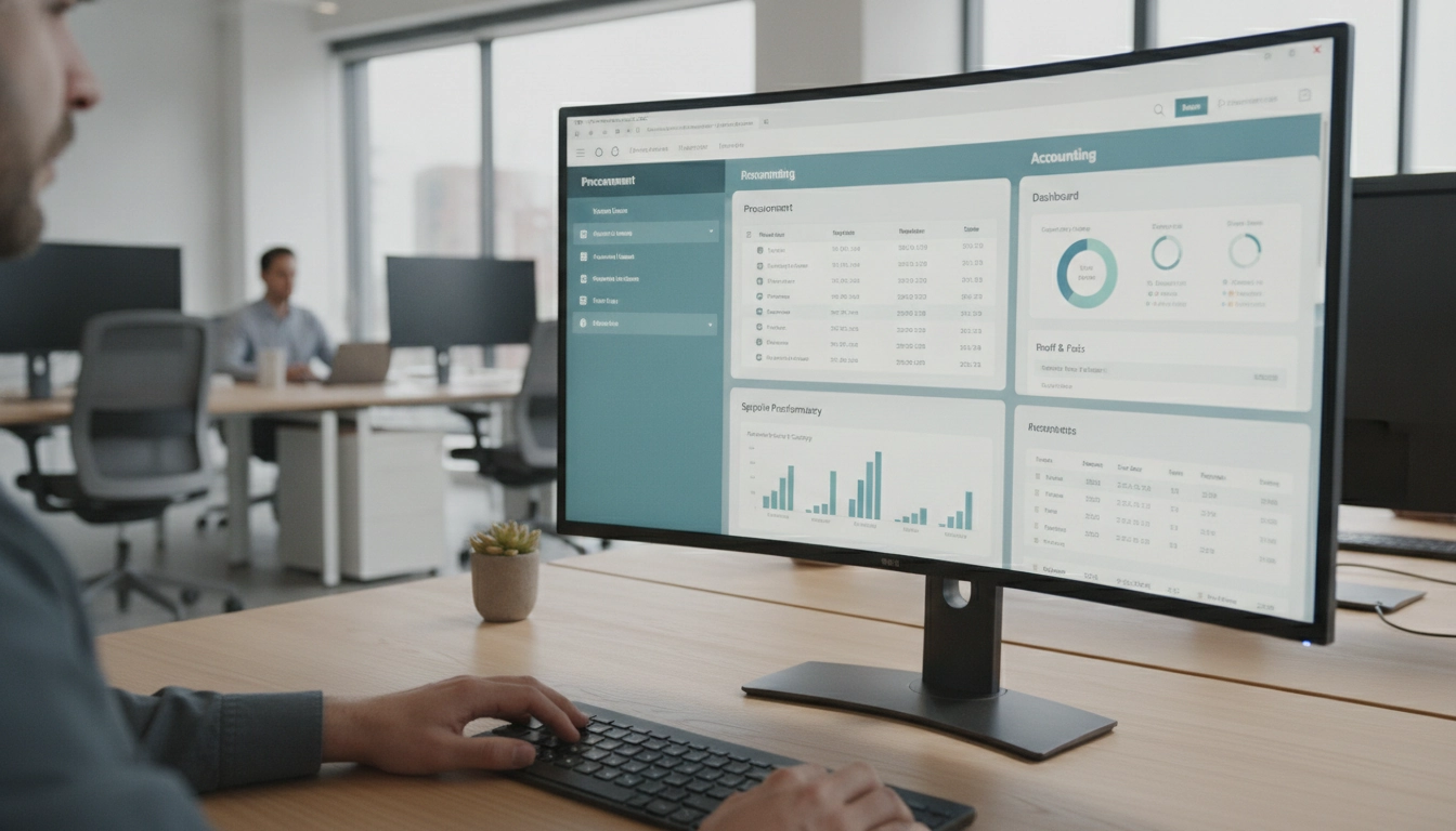 Interface de gestion pour l'optimisation flux achat comptabilité odoo sur écran