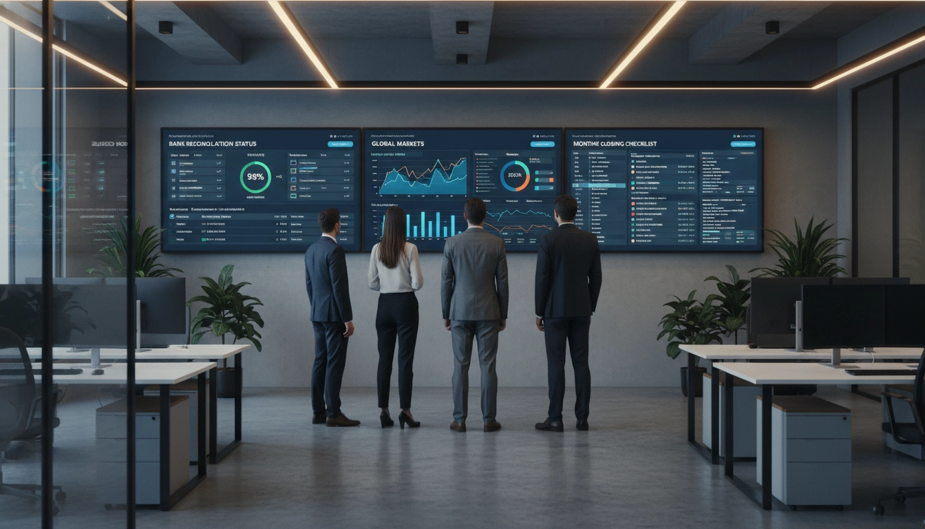 Équipe comptable pilotant la clôture mensuelle et la réconciliation bancaire grâce aux outils Odoo optimisés