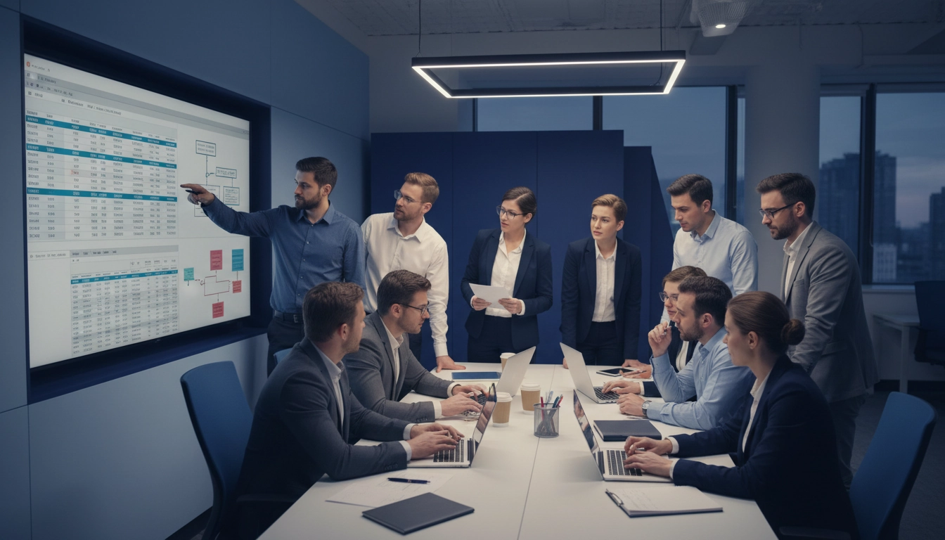 Équipe comptable réalisant la préparation des données Odoo pour une migration ERP réussie