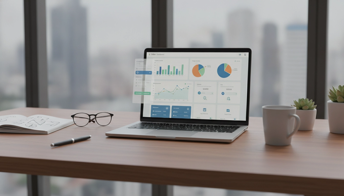 Dashboard montrant des rapports personnalisés suivi budgétaire Odoo sur un écran d'ordinateur.