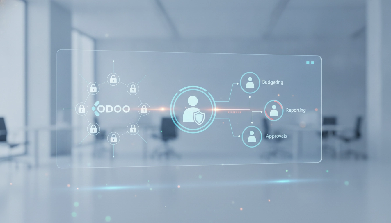 Interface de configuration des rôles utilisateurs budgétisation Odoo sécurité