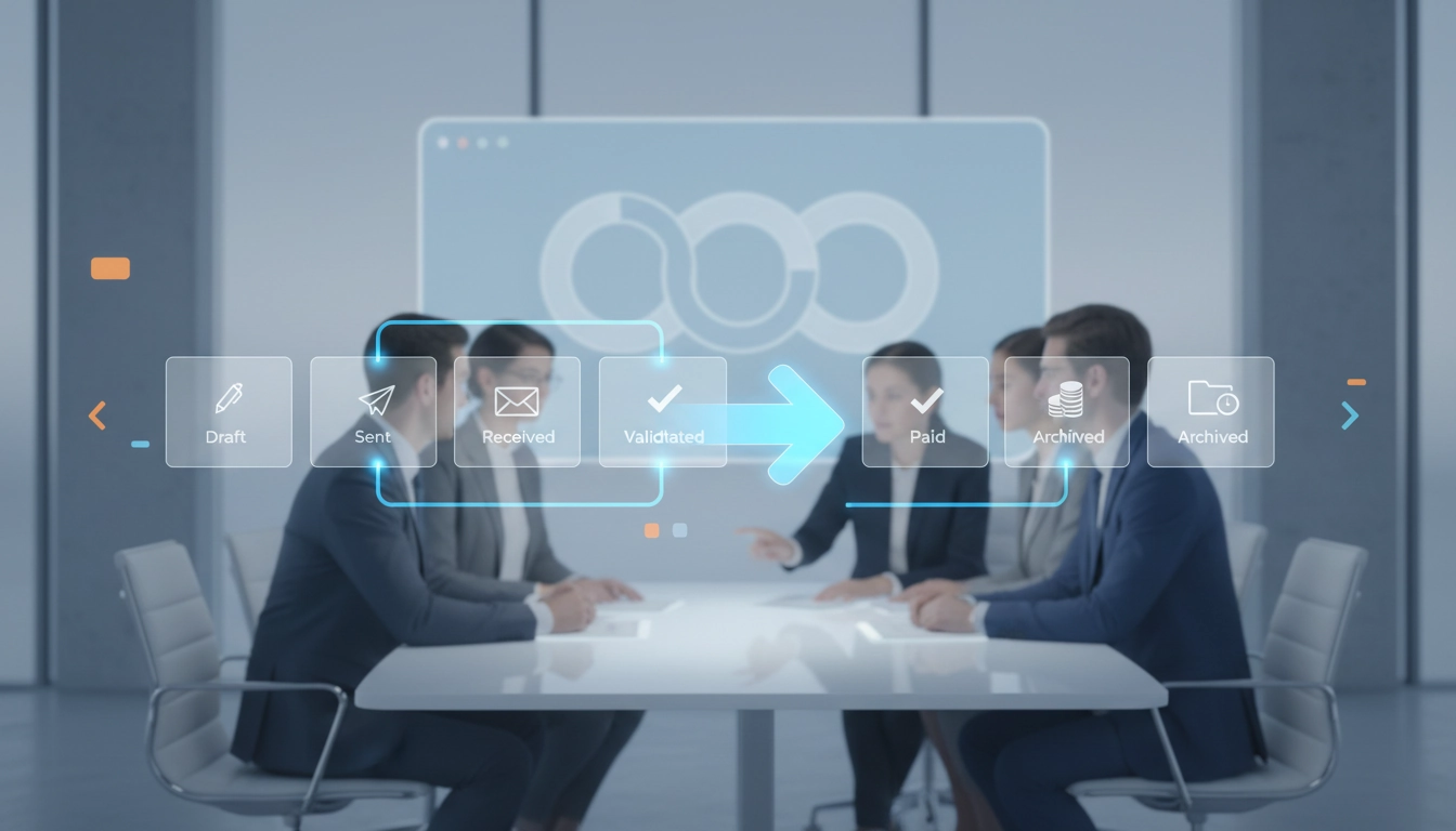 Interface Odoo affichant les statuts du cycle de vie de la facturation électronique