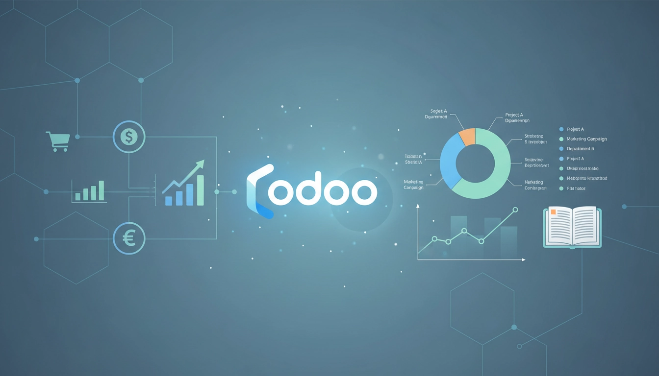 Tableau de bord interactif pour le suivi dépenses analytiques odoo comptabilité achats montrant des graphiques financiers.