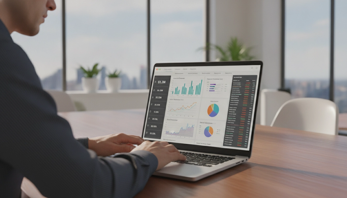 Expert en finance en train d'utiliser formules personnalisées odoo spreadsheet sur un ordinateur